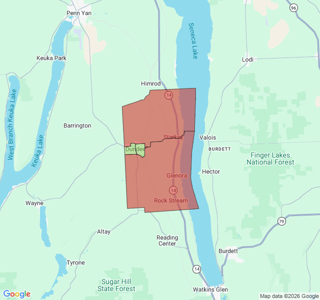 Map of septic coverage in Dundee, NY
