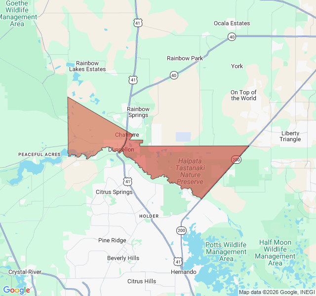 Map of septic coverage in Dunnellon, FL