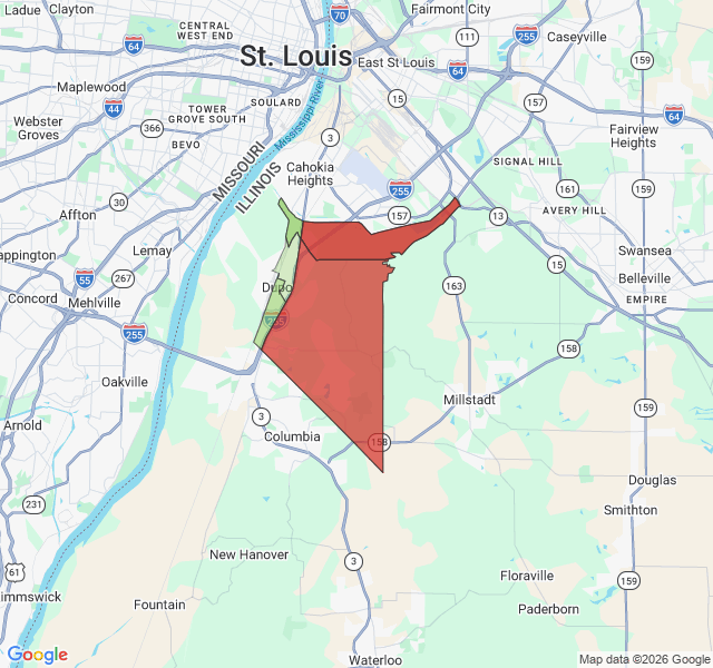 Map of septic coverage in Dupo, IL