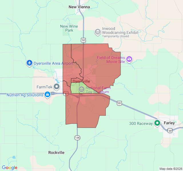 Map of septic coverage in Dyersville, IA