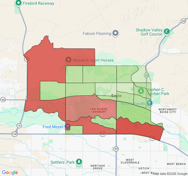 Map of septic coverage in Eagle, ID