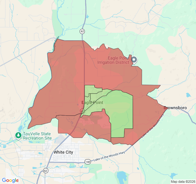 Map of septic coverage in Eagle Point, OR
