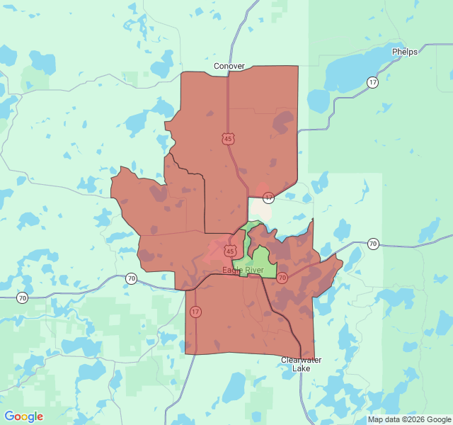 Map of septic coverage in Eagle River, WI