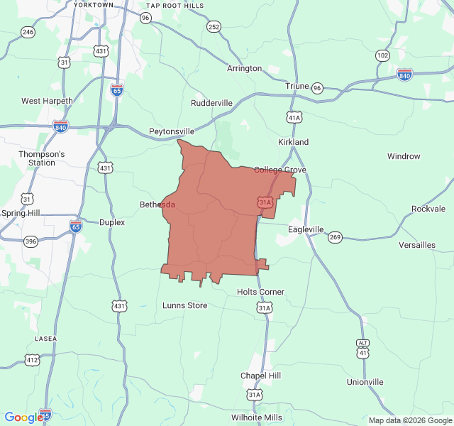 Map of septic coverage in Eagleville, TN