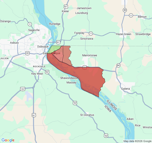 Map of septic coverage in East Dubuque, IL