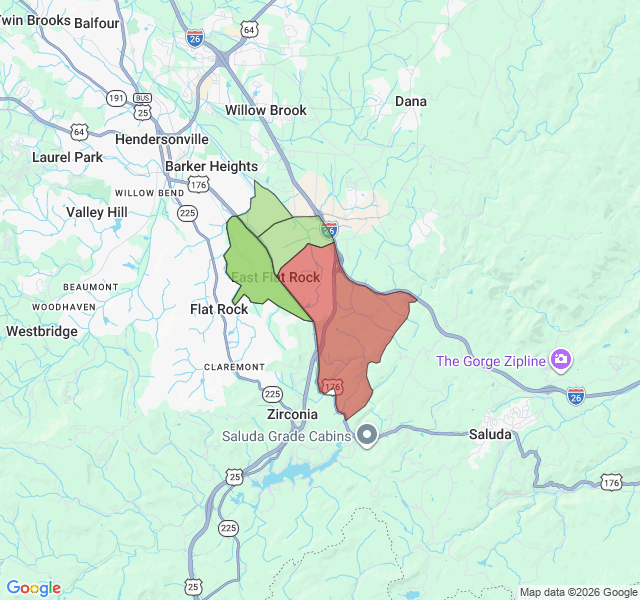 Map of septic coverage in East Flat Rock, NC