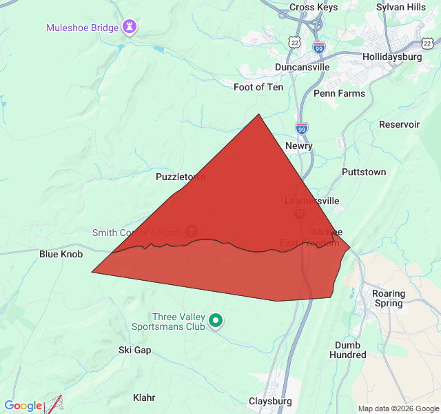 Map of septic coverage in East Freedom, PA