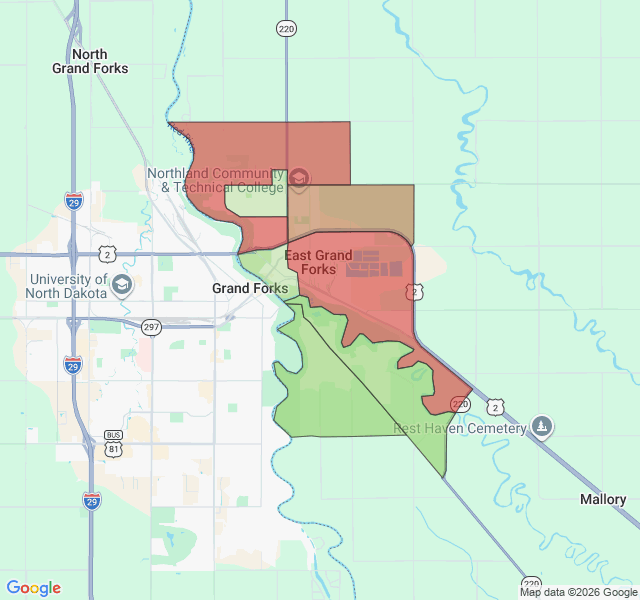 Map of septic coverage in East Grand Forks, MN