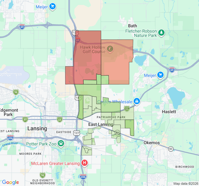 Map of septic coverage in East Lansing, MI