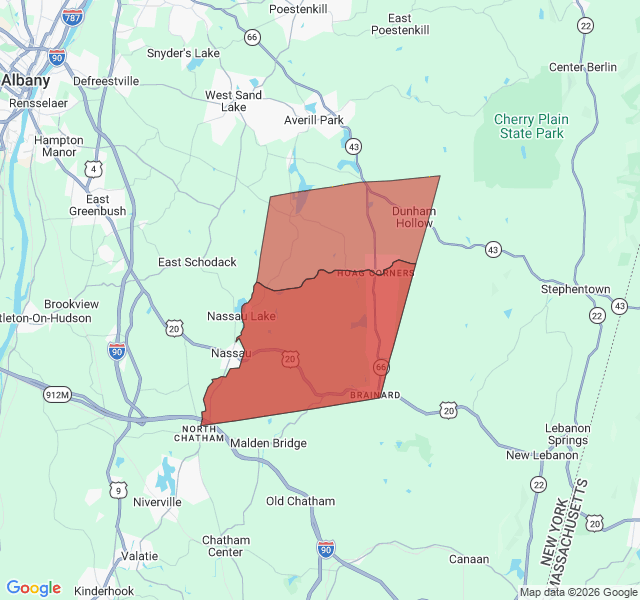 Map of septic coverage in East Nassau, NY