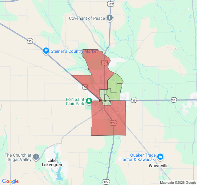 Map of septic coverage in Eaton, OH