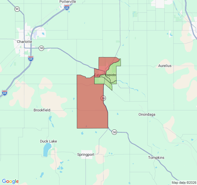 Map of septic coverage in Eaton Rapids, MI
