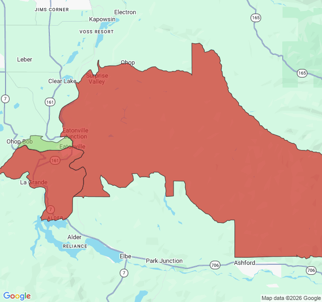 Map of septic coverage in Eatonville, WA