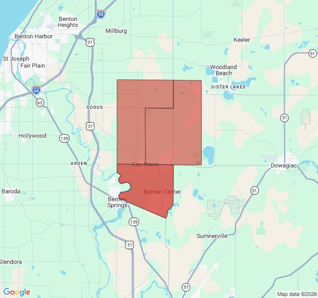 Map of septic coverage in Eau Claire, MI