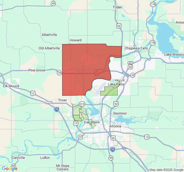 Map of septic coverage in Eau Claire, WI