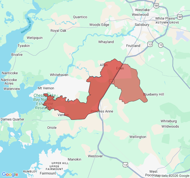 Map of septic coverage in Eden, MD