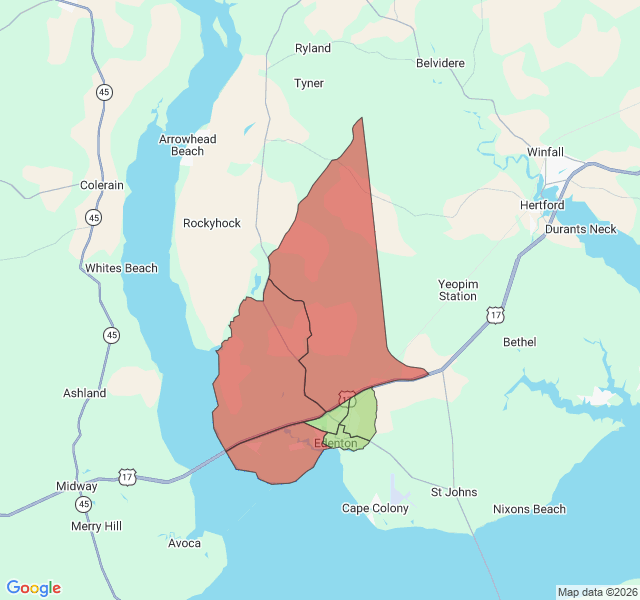 Map of septic coverage in Edenton, NC