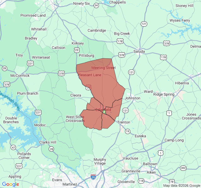 Map of septic coverage in Edgefield, SC