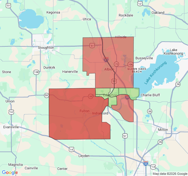 Map of septic coverage in Edgerton, WI