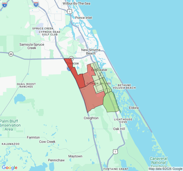 Map of septic coverage in Edgewater, FL