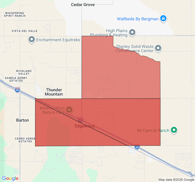 Map of septic coverage in Edgewood, NM