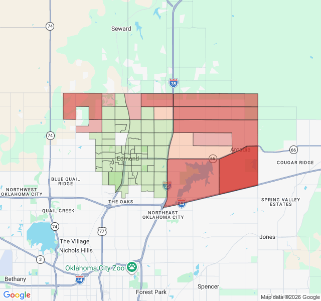 Map of septic coverage in Edmond, OK