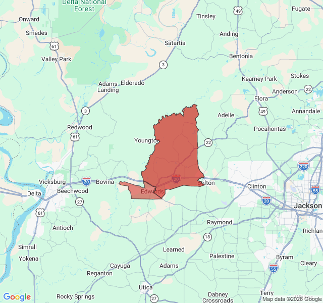 Map of septic coverage in Edwards, MS