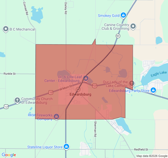 Map of septic coverage in Edwardsburg, MI