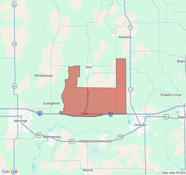 Map of septic coverage in Egan, LA
