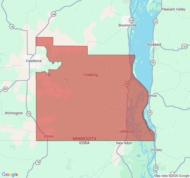 Map of septic coverage in Eitzen, MN