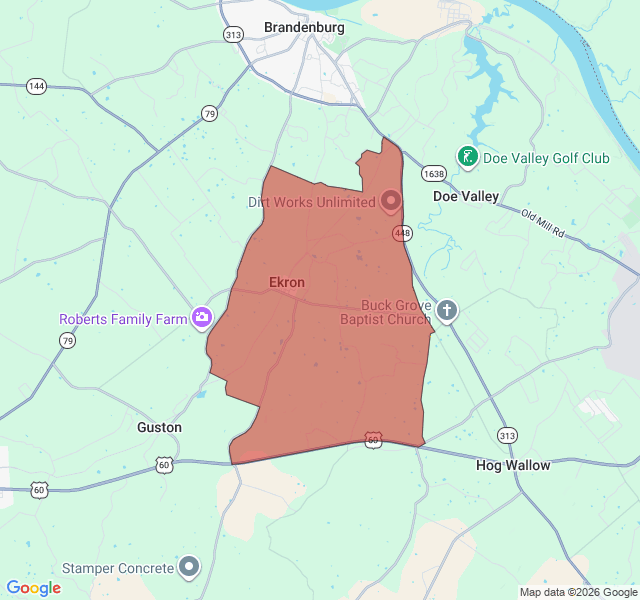 Map of septic coverage in Ekron, KY