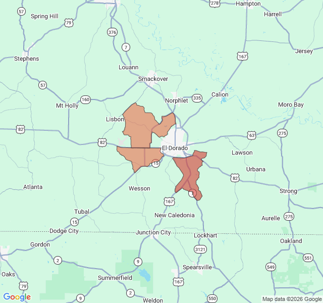Map of septic coverage in El Dorado, AR