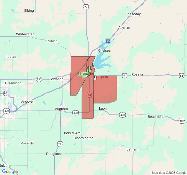 Map of septic coverage in El Dorado, KS