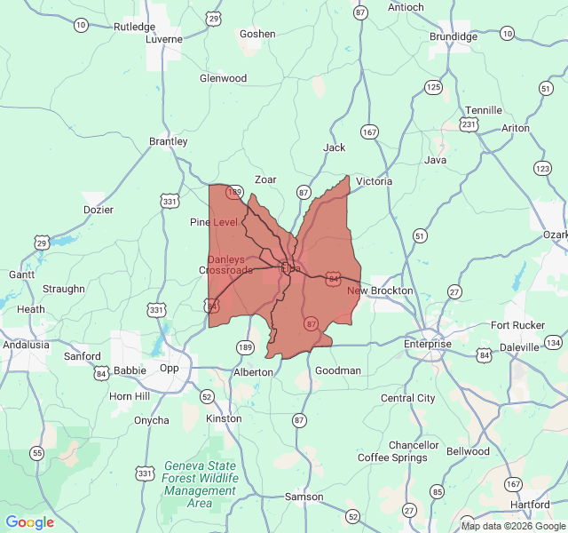 Map of septic coverage in Elba, AL