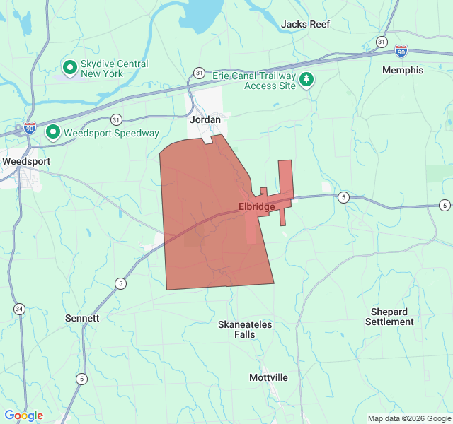 Map of septic coverage in Elbridge, NY