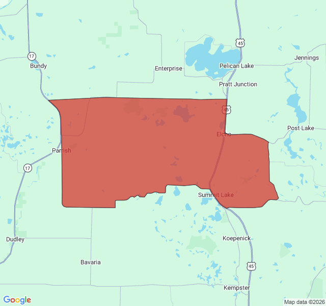 Map of septic coverage in Elcho, WI
