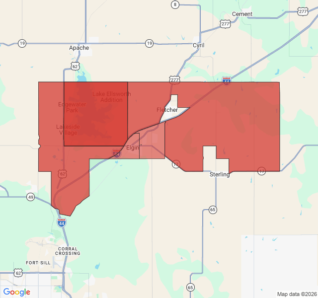 Map of septic coverage in Elgin, OK