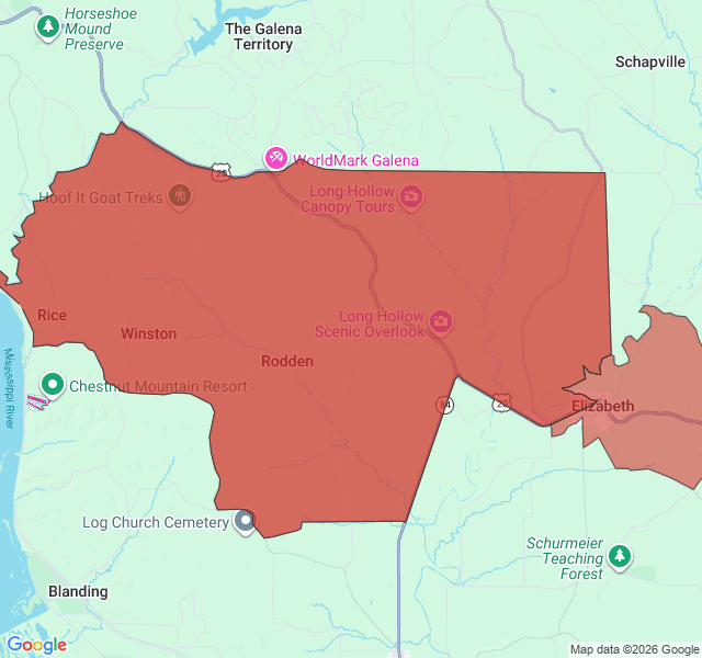 Map of septic coverage in Elizabeth, IL