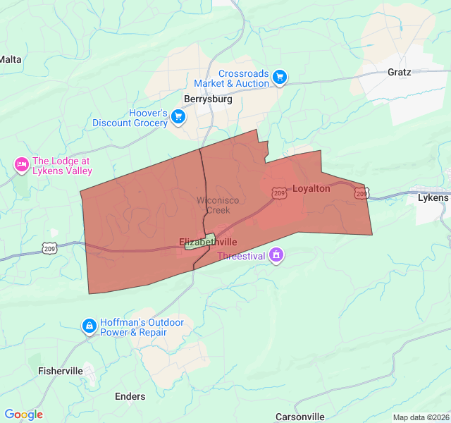 Map of septic coverage in Elizabethville, PA