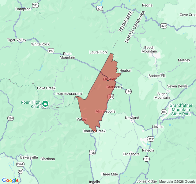 Map of septic coverage in Elk Park, NC