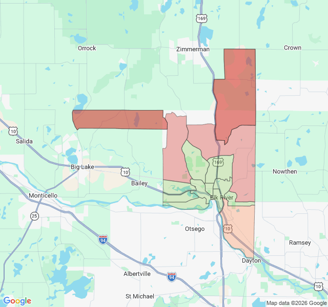 Map of septic coverage in Elk River, MN