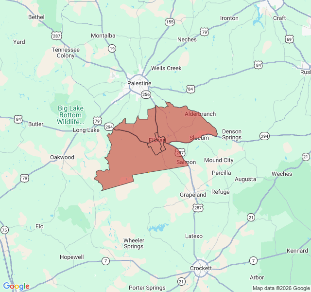 Map of septic coverage in Elkhart, TX