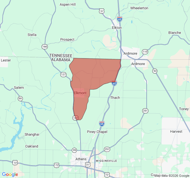 Map of septic coverage in Elkmont, AL