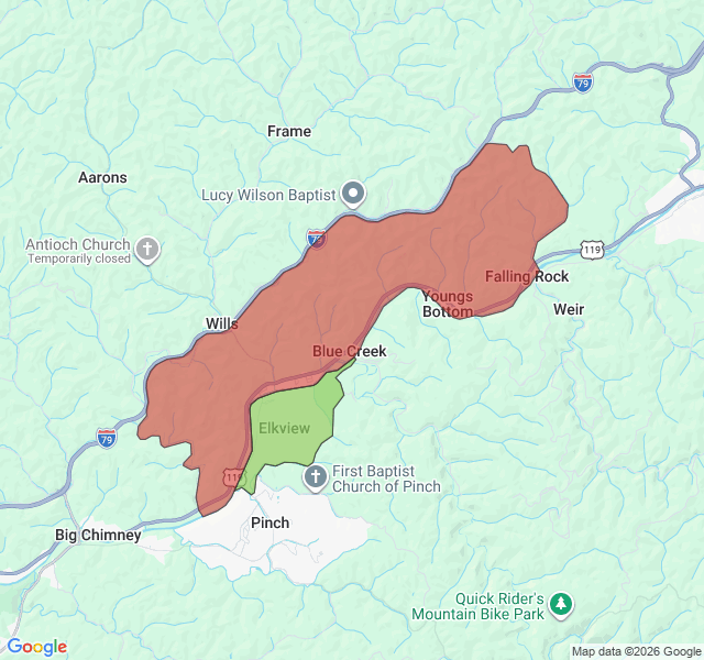 Map of septic coverage in Elkview, WV