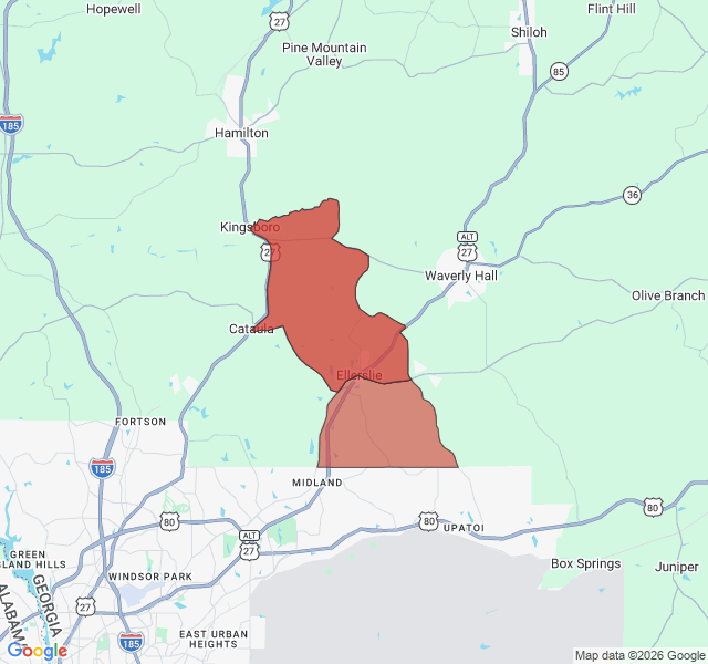 Map of septic coverage in Ellerslie, GA