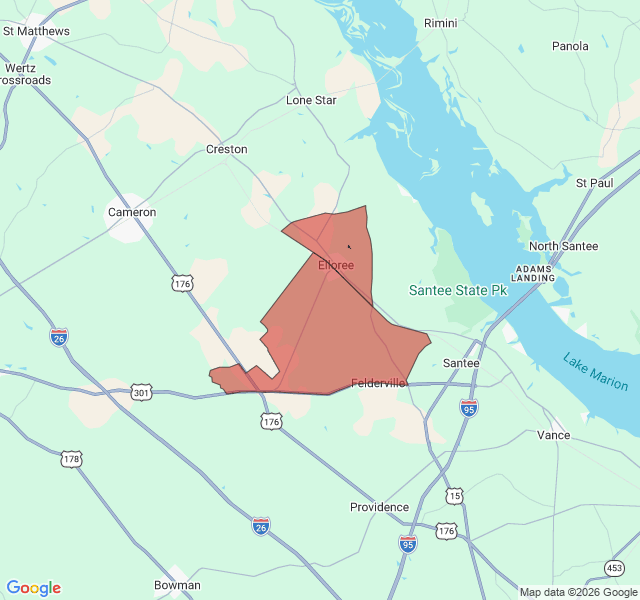 Map of septic coverage in Elloree, SC