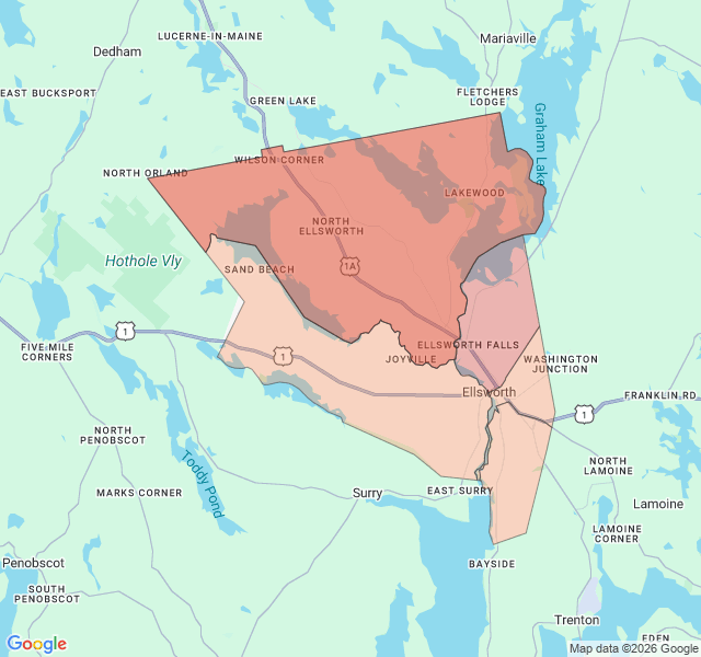 Map of septic coverage in Ellsworth, ME
