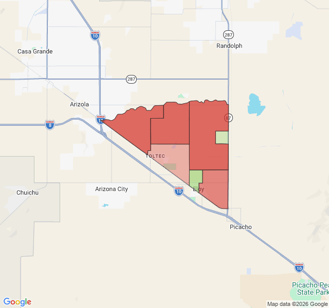Map of septic coverage in Eloy, AZ