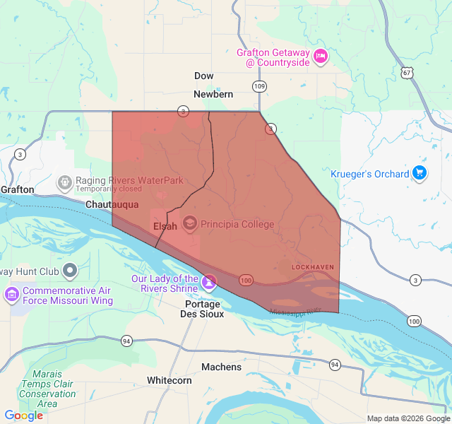 Map of septic coverage in Elsah, IL