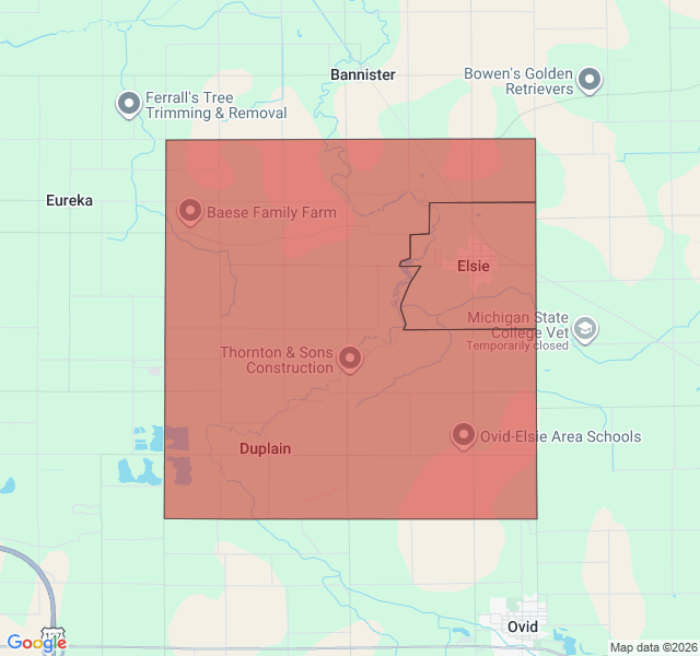 Map of septic coverage in Elsie, MI